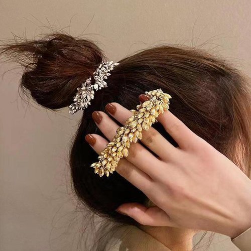 KOVOLITU 2 Pcs Wheat Hair Ties Hair Ties Decoration Hair Ties Boho Hair Tie Bracelet for Women Girls(Golden,Silver)