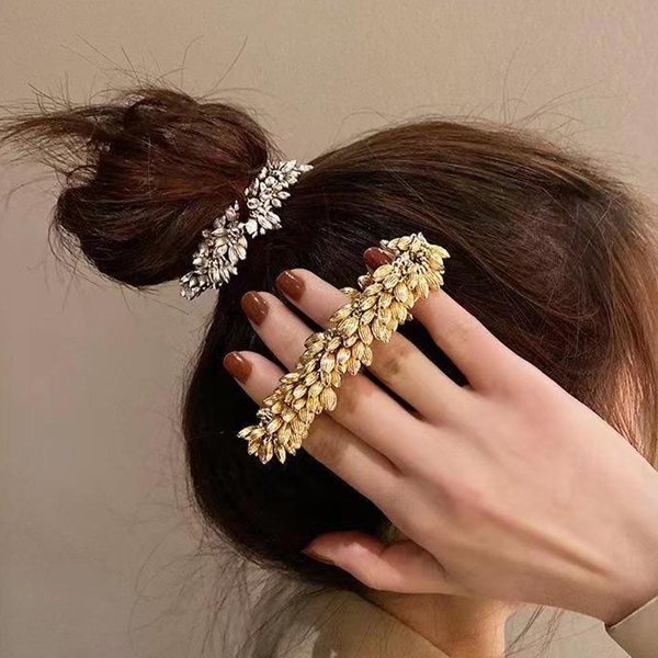 KOVOLITU 2 Pcs Wheat Hair Ties Hair Ties Decoration Hair Ties Boho Hair Tie Bracelet for Women Girls(Golden,Silver)