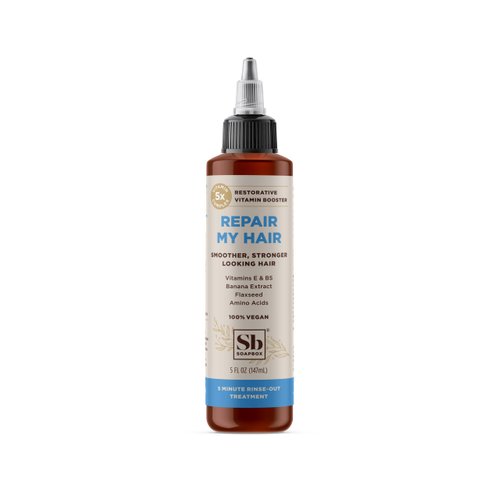Soapbox Repairing Hair Treatment, Repair My Hair Treatment for All Hair Types with Vitamin E & B5, Banana Extract, Flaxseed & Amino Acids - 5oz, Vegan, Paraben & Cruelty Free Hair Vitamin Booster