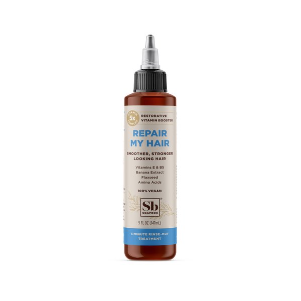 Soapbox Repairing Hair Treatment, Repair My Hair Treatment for All Hair Types with Vitamin E & B5, Banana Extract, Flaxseed & Amino Acids - 5oz, Vegan, Paraben & Cruelty Free Hair Vitamin Booster