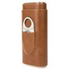 Mantello Cigar Case, Cedar Wood Lined Cigar Case Travel, Cigar Holder Case with Cigar Cutter- Cigar Case for Men, Brown Leather Cigar Case