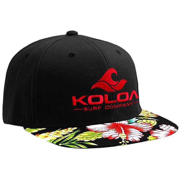 Koloa Surf-Classic Wave Logo Solid Snapback Hats-Red Hawaiian with Red Logo