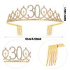 "30 & Fabulous"Sash & Rhinestone Tiara Set,Sliver Gold 30th Birthday Gifts for Women, Birthday Sash/Tiara for Women's 30th Birthday Party Decoration (Sliver 30th)