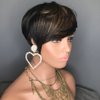 HOTKIS Pixie Wigs for Blakc Women Short Human Hair Wigs Short Brown Pixie Cut Wig Human Hair Short Wigs Human Hair with Bangs Straight Pixie Wig Highlight 1B/30#