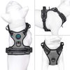 PHOEPET No Pull Dog Harness Medium Reflective Front Clip Vest with Handle, Adjustable 2 Metal Rings 2 Buckles(M, Grey)