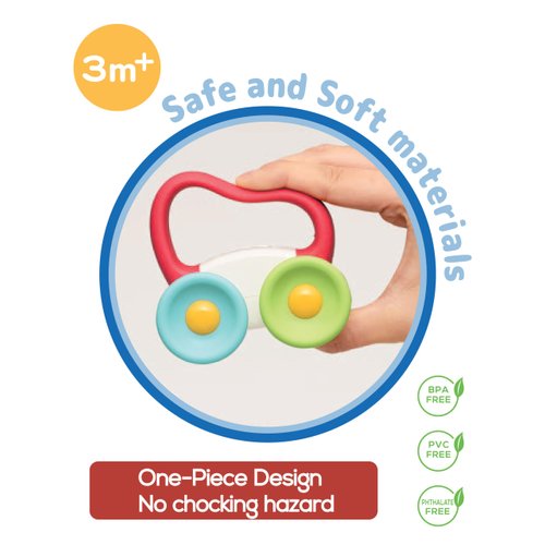 BaBeloved My First Car Baby Teething Toys Multiple Sensory Montessori Baby Teether Toys Soft Food-Grade Teethers for Babies Rattling Teething Relief, Chew Toy for Babies 0-12 Months, BPA Free