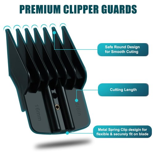 10 Pack Clipper Guards for BaBylissPRO Barberology FX870, FX890, FX825, and FX673 Clippers, Fit for BaByliss Clipper Guards with Metal Spring Clip - Cutting Lengths 1/16-1 inch Attachment Combs Set
