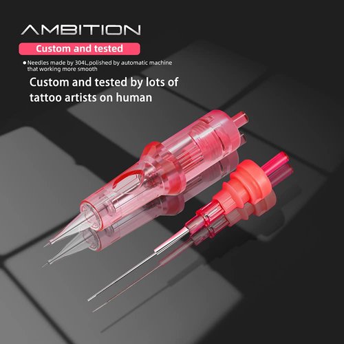 Ambition 20Pcs Disposable Tattoo Cartridge Needles Bugpin 1RL - 0.25MM Permanent Makeup Eyebrows Eyeliner Lips & SMP Tattoo Cartridge Supplies for Rotary Tattoo Pen Machine (0801RL)