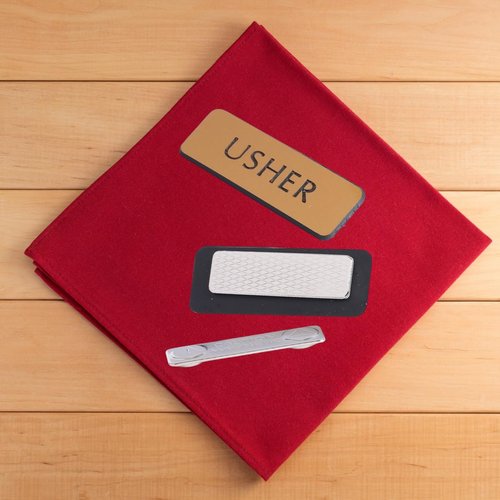 Gold Magnetic Name Tag Usher Badges for Church | Plastic Reusable Name Tags for Church Usher Uniform | Engraved Usher Name Tag Magnet Backing 2.25 x 0.75 Inches