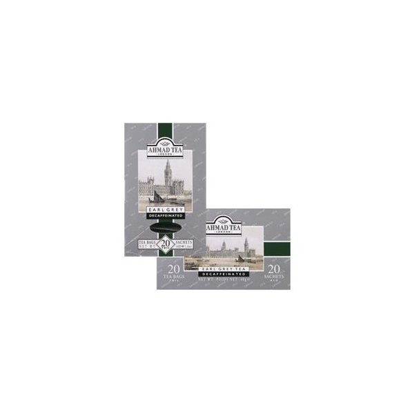 Ahmad Tea Decaf Earl Grey Tea (Economy Case Pack) 20 Ct Box (Pack of 6), Green