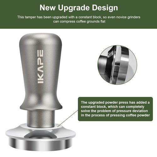 IKAPE 58mm Espresso Tamper, Premium Barista Coffee Tamper with Calibrated Spring Loaded, 100% Stainless Steel Base Tamper Compatible with Espresso Machine Rancilio, Gaggia Bottomless Portafilter