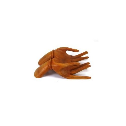 Natural Color Tropical Wood Hands Business Card Holder