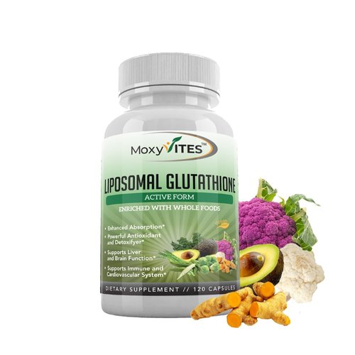 Liposomal Glutathione Supplement 500mg - Pure L Glutathione (GSH) Reduced - Active Form, Non GMO Phospholipid Complex - Made with Organic Whole Food for Glutathione Synthesis - Antioxidant - 120 Count