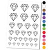 Diamond Engagement Temporary Tattoo Water Resistant Fake Body Art Set Collection - Black (One Sheet)