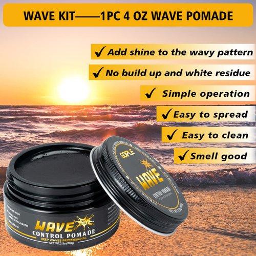 "Goiple Hair Care Kit for Men's 360 Wave - Pomades for Strong Hold, Easy Wash, Moisture Control, Silky Shine & Training, Curved Brush, Durag Cap Set, Du-rag, "