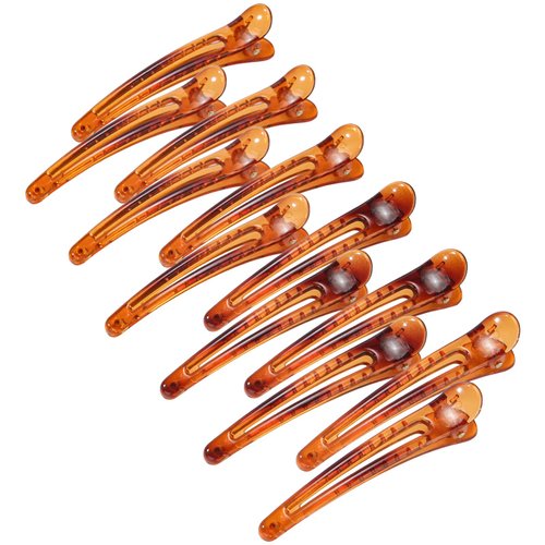 Hair Clips for Women 12 Pcs Duckbill Alligator Hair Barrettes Pins Alligator Hair Clips Duck Billed Hair Clips Non Slip Colorful Plastic Duckbill for Styling Sectioning-Brown