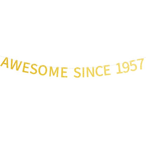 Awesome Since 1957 Banner Pre-strung Happy 67th Birthday Banner Gold Glittery 67 Sixty Seven Years Old Birthday Party Decorations for Men Women