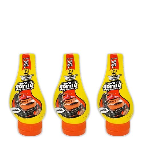 Moco De Gorila Mini Punk. Maximum Hold Hair Gel. Easy Squeeze Bottle. No Residue. 2.99 Oz / 84.7 gr. Pack of 3