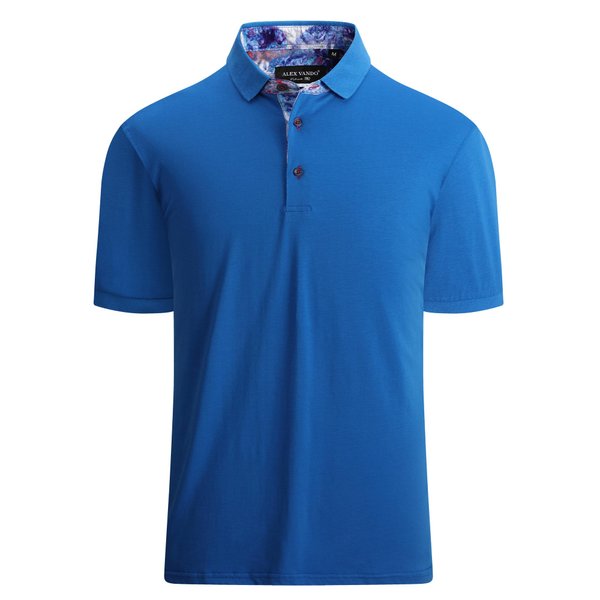 Alex Vando Mens Polo Shirts Short Sleeve Regular Fit Fashion Designed Shirt,Royal,L