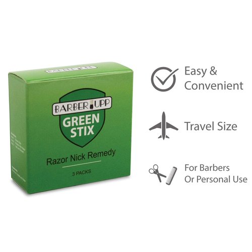 BARBERUPP Styptic Stick Shave Accessories (Green Stix, 3 Pack) Stops Bleeding For Razor Nicks For Men & Women - Sanitary and Great For Barbers or Personal