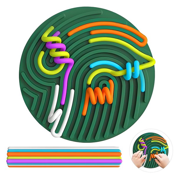 Sensory Activity Board, Silicone Fidget Toy for Stress Relief, Anxiety, ADHD & Calming Autism Sensory Products Double-Sided Silent No Mess, Includes Portable Travel Bag for Kids 3+ & Adults (Green)