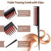 3 Pieces Teasing Comb for Women Include 2 Triple Teasing Comb Rat Tail Combs and Boar Bristle Brushes Comb for Stylist Men Backcombing Slicking Curly Thick Wet Hair