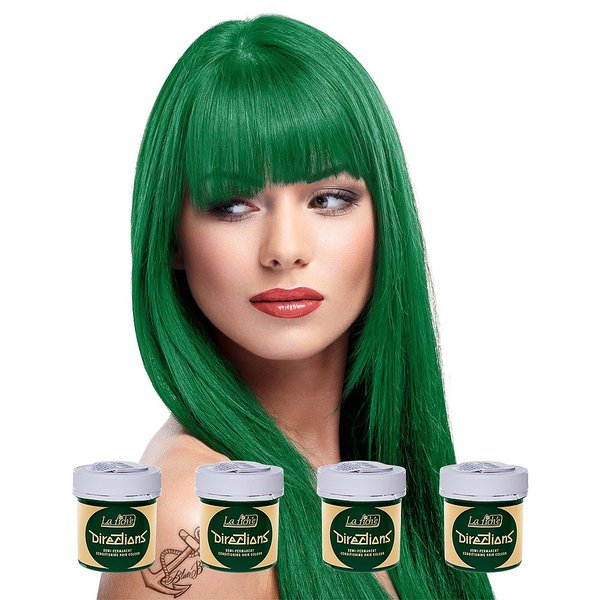 4 X La Riche Directions Semi-Permanent Hair Color 88ml Tubs - Apple Green