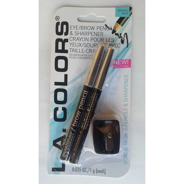 LA Colors Eyeliner/Brow Pencil with sharpener, BPN451 Black, 0.035 Oz