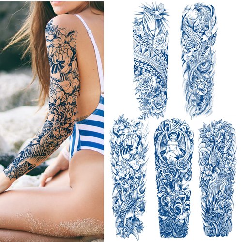 Aresvns Semi Permanent Sleeve Tattoo for Men and women, Realistic Temporary Tattoos Japanese Full Arm Waterproof Long-Lasting 2-3 Weeks Christmas Gift