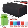 Yexiya 7 Pcs Deck Card Boxes for Trading Cards, 1 Leather Deck Storage Box with 6 Plastic Trading Card Storage Box for Playing Cards(Black, Red)