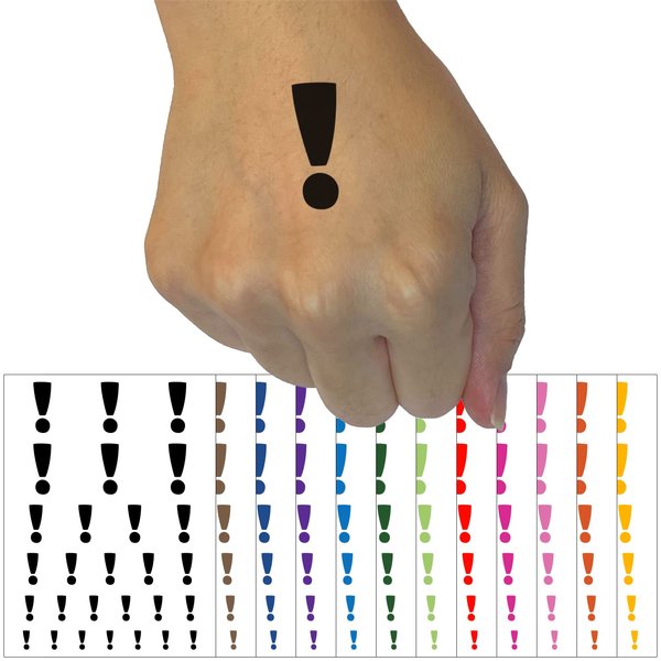 Exclamation Mark Punctuation Temporary Tattoo Water Resistant Fake Body Art Set Collection - Light Pink (One Sheet)
