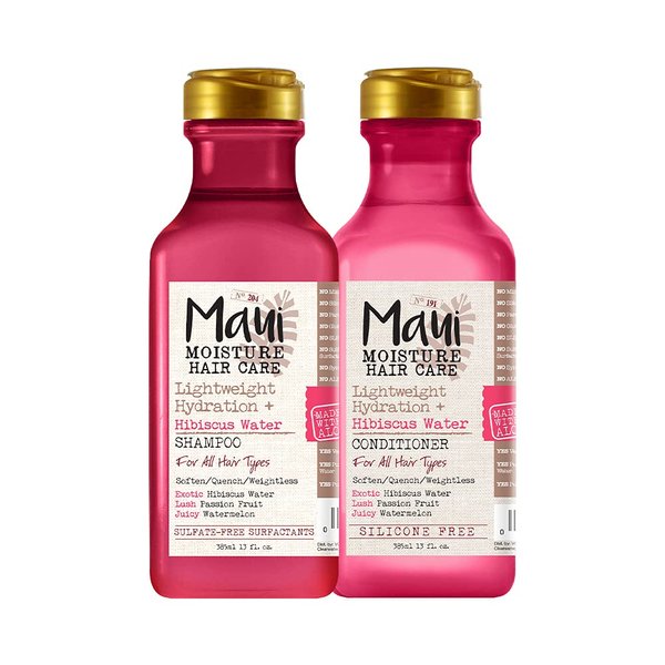 Maui Moisture Lightweight Hydration + Hibiscus Water Conditioner for Daily Moisture, No Sulfates, 13 with Lightweight Hydration + Hibiscus Water Shampoo for Daily Moisture, No Sulfates, 13 fl