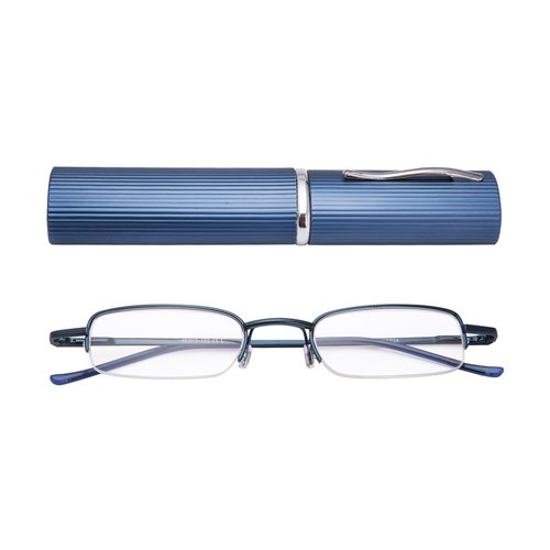 EYEGUARD 2 Pairs of Classic Spring Hinges Readers in Slim Pen Clip Portable Aluminum Hard Case Reading Glasses