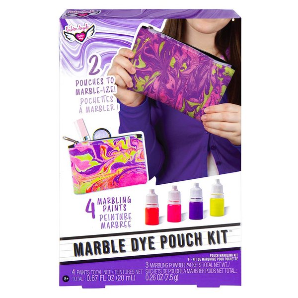 Fashion Angels Marble Dye Kit 12714, DIY Tie Dye Marbling Paint Kit for Kids with 2 Zippered Pouches, Swirling Tool, Recommended for Ages 8 And Up