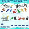 43 Pieces Fish Happy Birthday Banner Glitter Fish Sign Banner Gone Fishing Cupcake Topper Fisherman Cake Decoration for Fishing Theme Birthday Party Decoration Gone Fishing Party Supplies for Men Boys