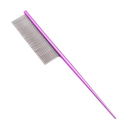 2Pcs Stainless Steel Dog Comb Pointed Tail Comb, Wide Fine Teeth Comb Flat Top Comb Lightweight Pet Hair Comb