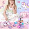 Coivnl Unicorn Tea Party Set for Little Girls Tin Teapot Set, Princess Tea Time Play Kitchen Toy Including Dessert,Cookies,Doughnut,Teapot Tray Cake,Case for Birthday Kids Age 3 4 5 6 7 8