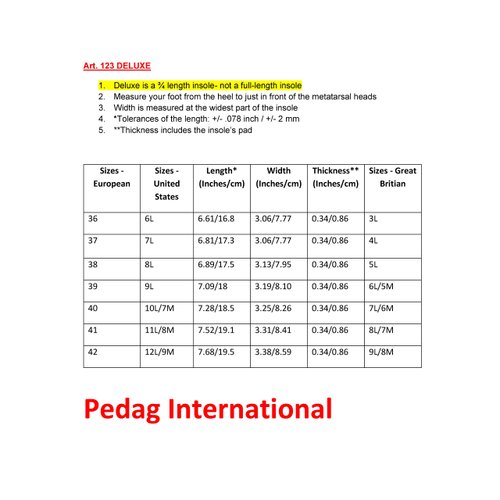 Pedag 123 De Luxe 3/4 Leather Orthotic with Metatarsal Pad, Longitudinal Arch Support, Tan, Women's 8