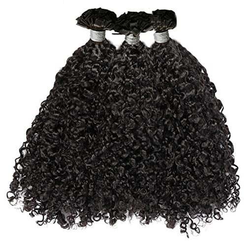 RJ HAIR Curly Flat Tip Extensions Black Brown Human Hair U Tip Hair Extensions Pre Bonded Flat Tip Hair Extensions Balayage Keratin Flat Tip Remy Hair 100g (18inch 100 Strand, Natural Color)
