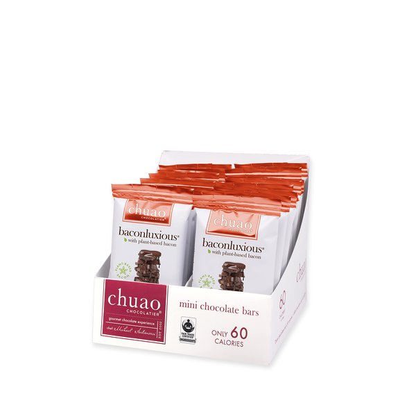 Chuao Chocolatier Baconluxious Chocolate with Plant-Based Bacon Milk Chocolate Mini Bars | Gourmet Chocolate Artisan European No Preservatives | For Gift Baskets, Christmas, Valentines Day, Gifts for Women, Men, Birthday, Thank You, Care Package | 24 Pack