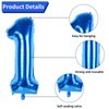 40 Inch Blue Number 1 Balloon, 1st Birthday Balloons, 11Pcs Silver Birthday Print Balloons Dark Light Blue Latex Balloons 1 Foil Balloon for Baby Boy Girl 1st Birthday Party Decorations Anniversary