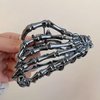 Skeleton Hand Metal Hair Claw Clips Alloy Hair Claw Clips, 1Pcs Gunmetal Hand Skull Metal Hair Clip for Thin Hair Punk & Y2K-Style (Gunmetal)