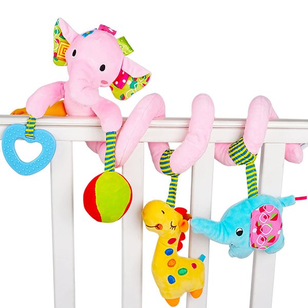 Shenglong Car Seat Toys for Babies 0-6 Months Infant Toys, Spiral Stroller Toys for Newborn Baby 0-3 Months, Activity Hanging Toys for Car Seat Stroller Bar Crib Bassinet Mobile (Pink Elephant)