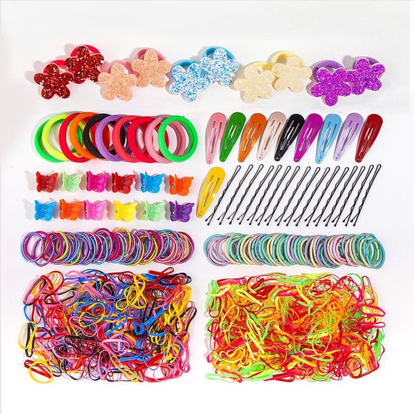760 Pcs Hair Accessories Gift Box for Girls, Glitter Elastic Hair Ties, Hair Clip, Hair Pins, Colorful Cute Hairband Sets with Box for Girls,Baby and Kids (F#)