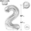 Silver 2 Balloon, Number Balloonss 40 Inch, 2nd Balloon Number Birthday Decorations, Two Second Birthday Party Supplies, Number 2 Balloon