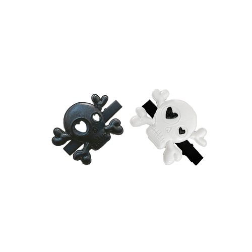 Halloween Skull Hair Clips Skeleton Hair Barrettes Clips Halloween Goth Hair Pin BHWH03 (White-Black)