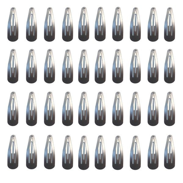 Pagabach 20 pcs 2 Inch Silver Barrettes Metal Snap Clip Women Metal Hair Clips Accessories Water Drop for Hairdressing Wedding
