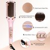 Nicebay Hair Straightener Brush, Negative Ion Hair Straightening Brush for Women, Anti-Scald & Auto-Off Feature, Fast Heating & 6 Temp Settings, Pink & Orange (Renewed)