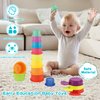 AMCHSURI Baby Bath Toys for Kids Ages 1-3 14 PCS Mold Free Toddler Bath Toys for 2-4 Bathtub Water Toys Rainbow Stacking Cups for Babies 6-12 Months Early Learning Educational Gifts