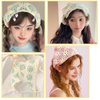 4 PCS Crochet Bandanas Headbands Cute Flowers Hairbands Pink Knitted Headscarf Green Daisy Head Scarf Foral Headwrap for Thin Thick Hair Curly Bcak Head Kerchief for Women Girls Hair Accessories